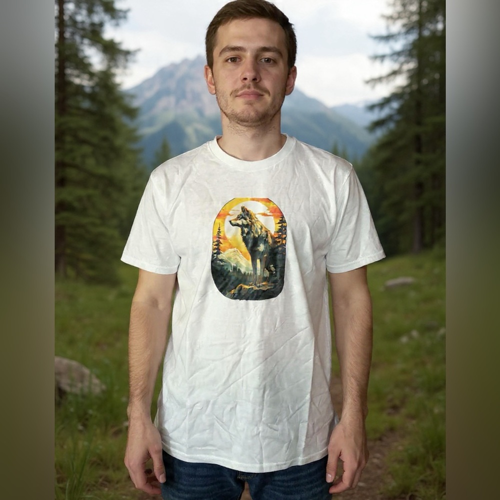 White Wolf Graphic Tee - Men's Casual T-Shirt